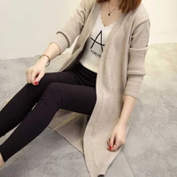 mid length cardigan sweater women long sleeved jacket autumn winter 2021 womens solid color large size cardigan sweaters