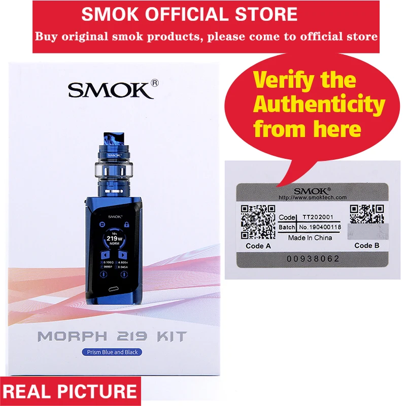 В наличии набор SMOK MORPH 219W TC с TF2019 Tank6ml & TFV Mini V2 Tank 2 мл со скоростью стрельбы 0 001 s