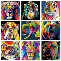 gatyztory 60x75cm frame diy painting by numbers colorful dog pictures by numbers on canvas animals home decoration diy gift art