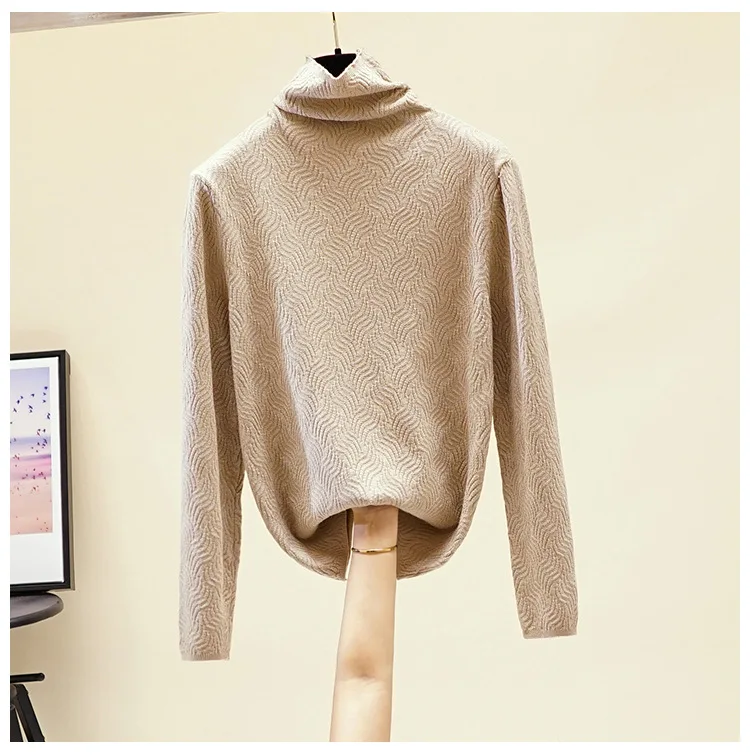 Женский свитер с воротником-хомутом HLBCBG черно-белый пуловер длинными рукавами