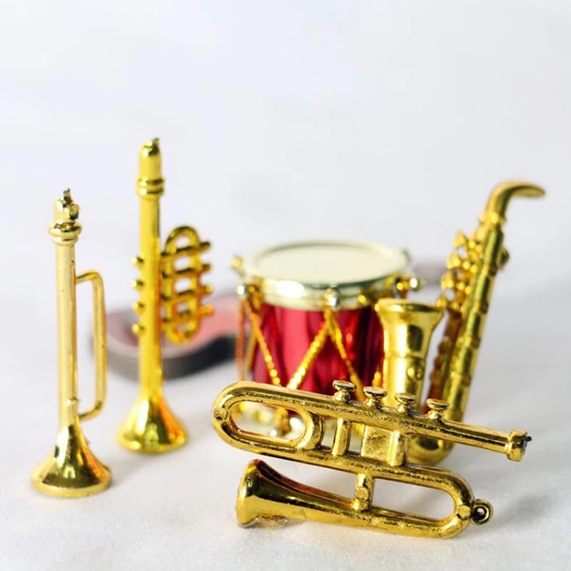 

HOT SALE ！！！New Arrival 1/12 Dollhouse Miniature Plastic Violin Saxophone Model Musical Instrument Decor Wholesale Dropshipping