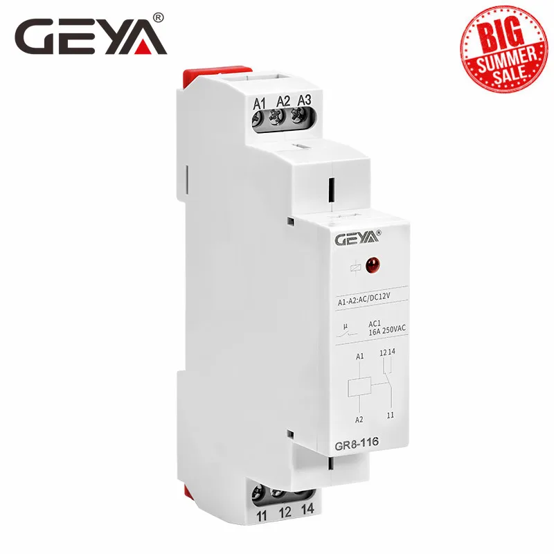 GEYA Din Rail GR8 AC DC 110V промежуточное реле вспомогательное 8A 16A SPDT электронное онлайн