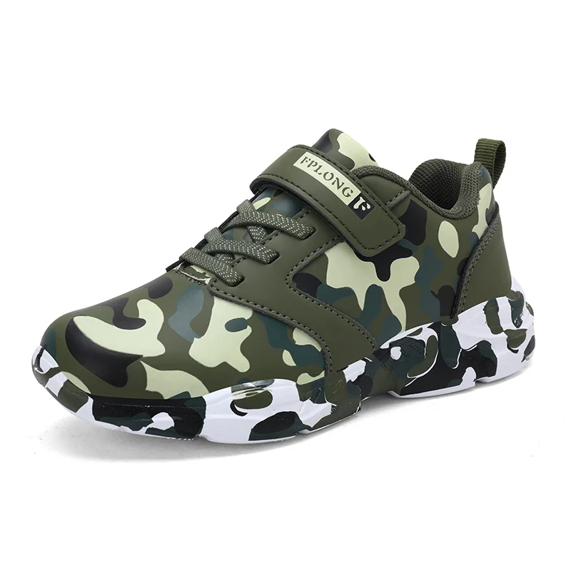 2019 Autumn New Style Kids Sports Shoes Camouflage Print Boys Running Children's Sport PU Leather Camo Trainers | Спорт и