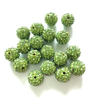50pcs 10mm high quality olive green crystal clay pave rhinestone round disco ball loose spacer bead for bracelet necklace making