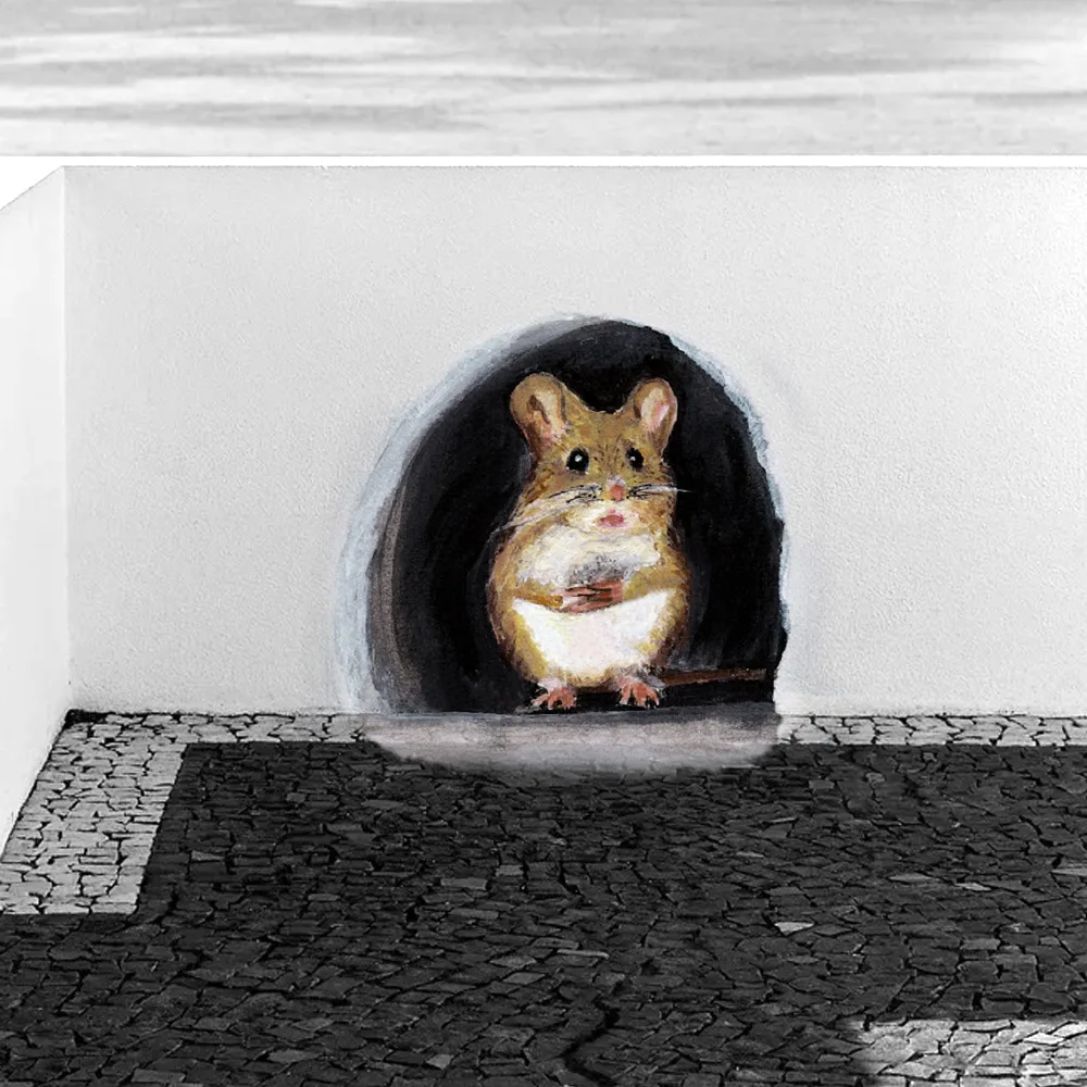 5 шт./лот Реалистичная 3D мышь наклейка на стену в отверстии уникальная украшение