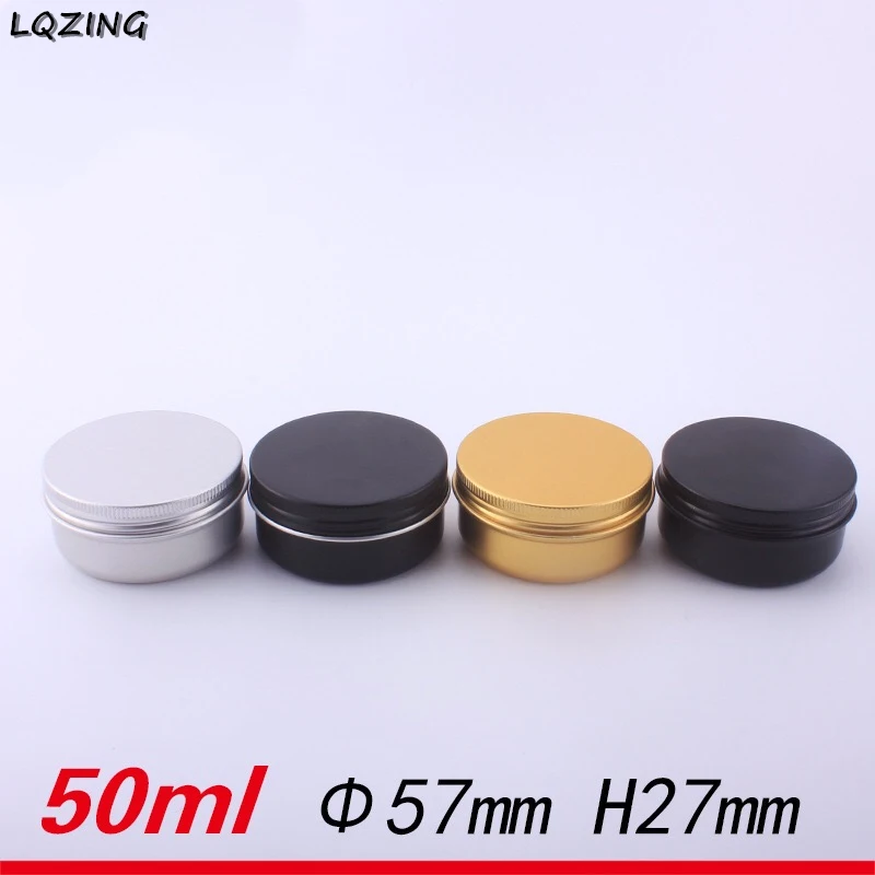 

Matte Black/Gold/Silver 50g Aluminum Jars Empty Cosmetic Makeup Cream Lip Balm Gloss Metal Tin Containers Pot Cans Wholesale