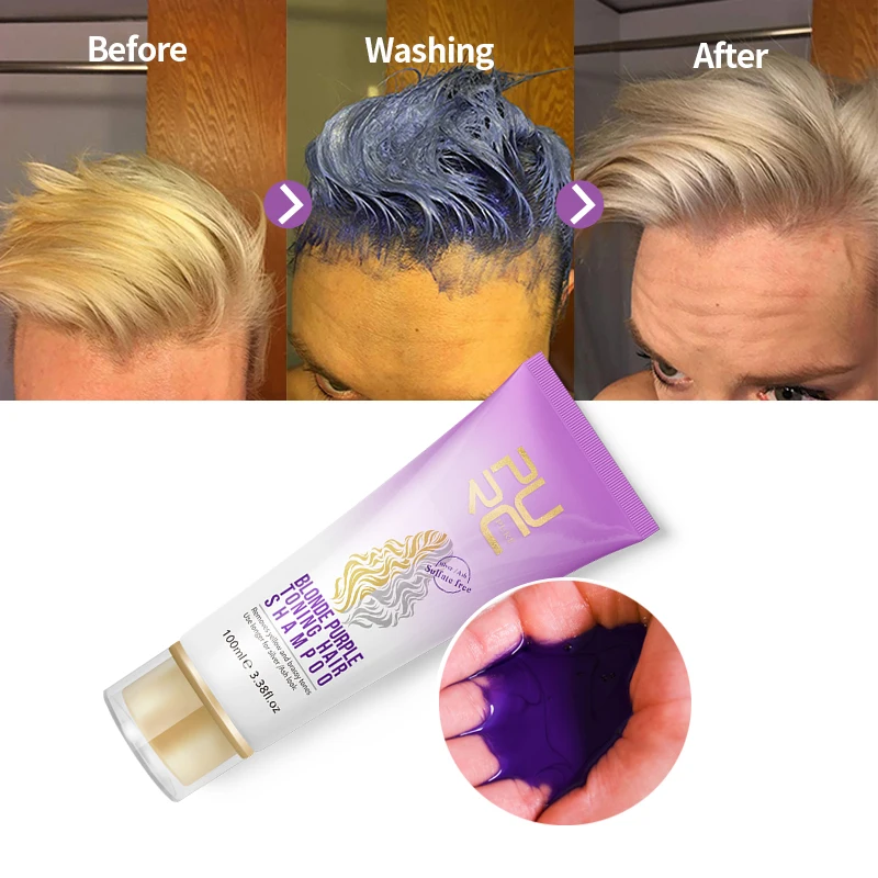 

No Yellow Blonde Bleached Shampoo Purple Hair Shampoo Ash Gray Silver Shampoo Long Lasting Hair Dye Color No Damage Treatment