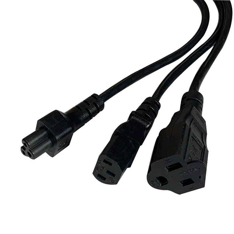 0.6M 16AWG US 5-15P TO C13+C5+5-15R Japan Nema Plug 3 Pin To 5-15R+IEC320 C5+C13 Wire Power Extension Cable Cord | Электроника