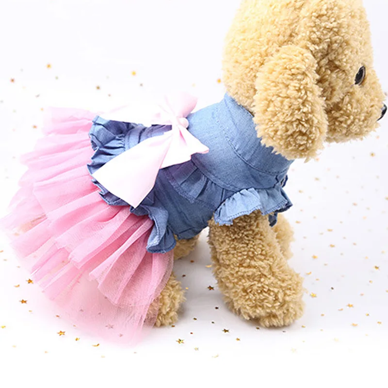 Новое поступление одежда для собак платья с бантом дышащие щенков животные