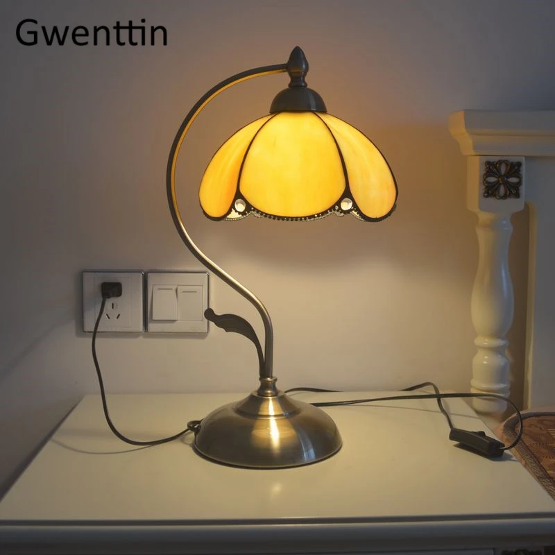 Средиземноморские Тиффани витражные настольные лампы для гостиной спальни