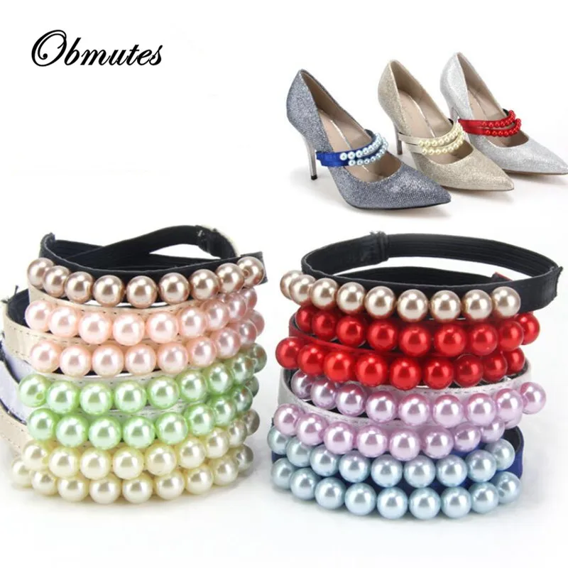 50 Pair Women Pearl Bands Shoelace Belts, Princess Shoe Accessory Decoration Straps for Sandal , Shoes Lace for Loose Shoes