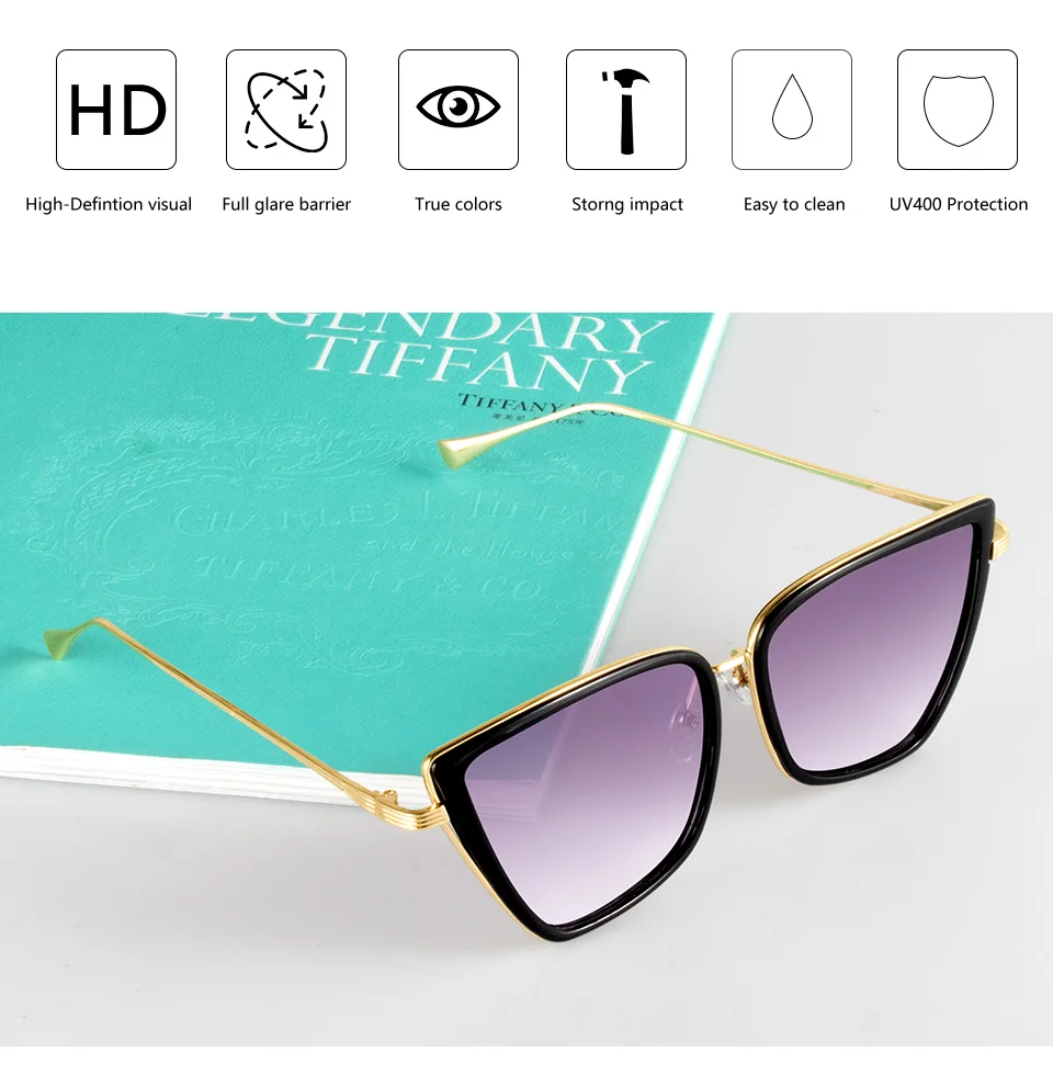 Новые брендовые дизайнерские солнцезащитные очки Cateye, женские винтажные металлические очки, зеркальные ретро очки Lunette De Soleil Femme UV400