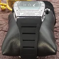 Hip-hopowy MISSFOX Tonneau w kształcie mężczyzn zegarki Iced Out moda w stylu klasycznym zegarek pełny stalowy diament wodoodporny zegar Dropshipping