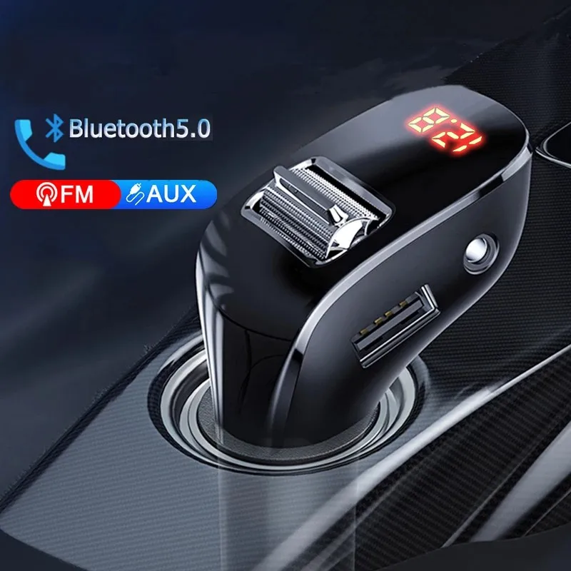 

Car FM Transmitter Bluetooth 5.0 AUX Handsfree Wireless Car Kit Dual USB Car Charger Auto Radio FM Modulator MP3 Player