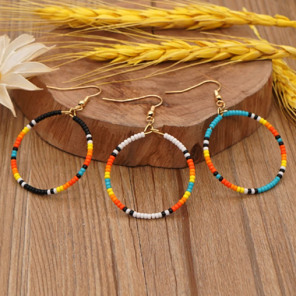 

Go2Boho Miyuki Beaded Ear Rings Native Earring Boho Jewelry Hoop Earrings For Women Accessories Multicolor Pendientes