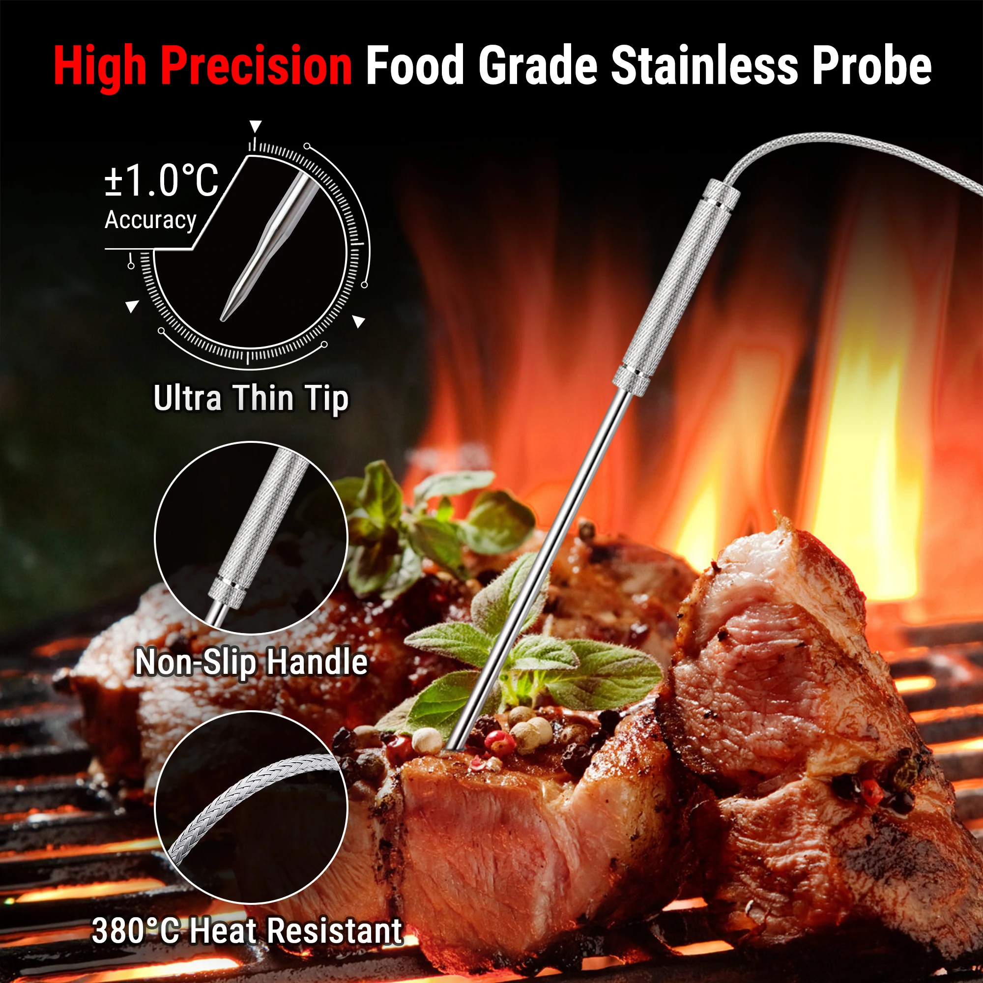 ThermoPro TP17H Kitchen Cooking Digital Meat Thermometer With 4 Probes Backlight BBQ Oven For Somking | Дом и сад