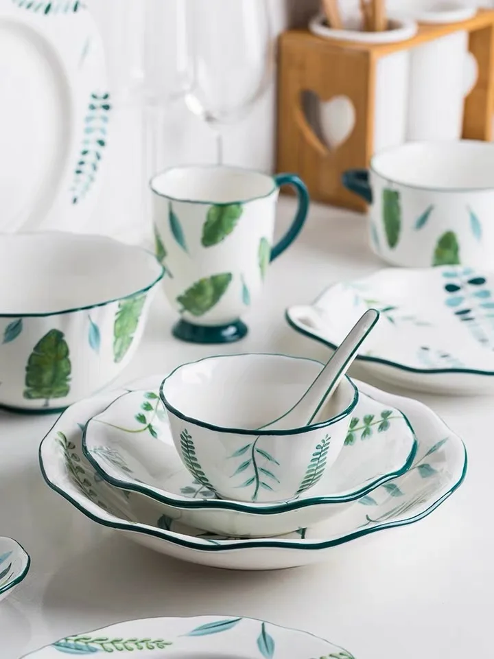 Керамическая обеденная тарелка в комплекте Глубокая блюдо для растений