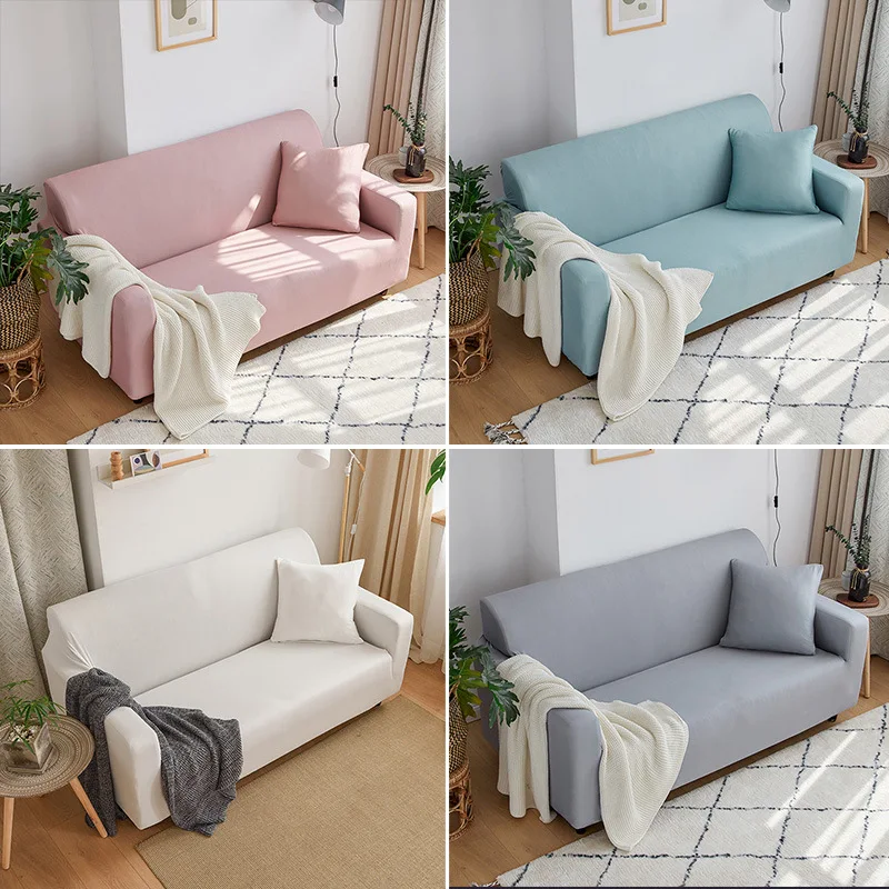 Pure White Sofa Cover Cotton Elastic Couch Cover Sofa Covers For Living Room Pets Cubre Stretch Sofa 1/2/3/4-Seater Sofa Towels