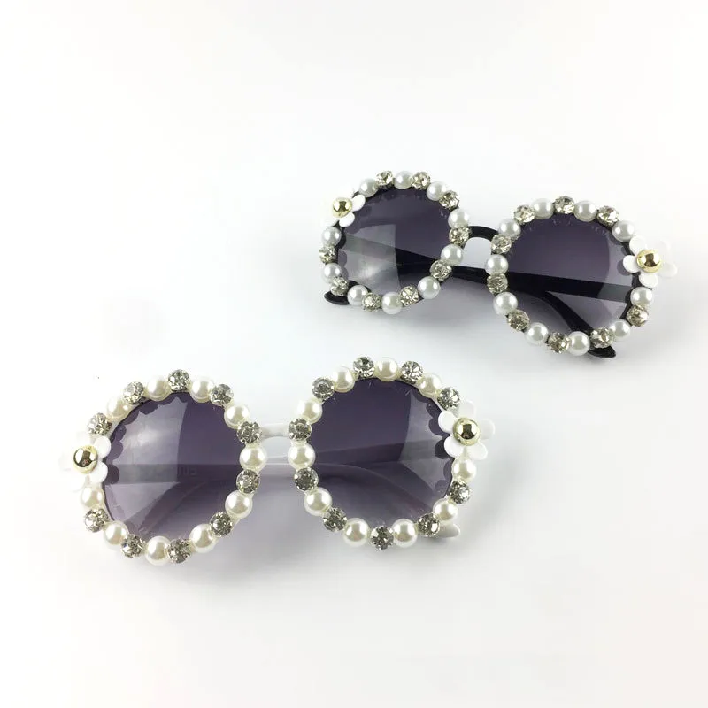 Женские винтажные солнцезащитные очки роскошные круглые в стиле ретро с цветком