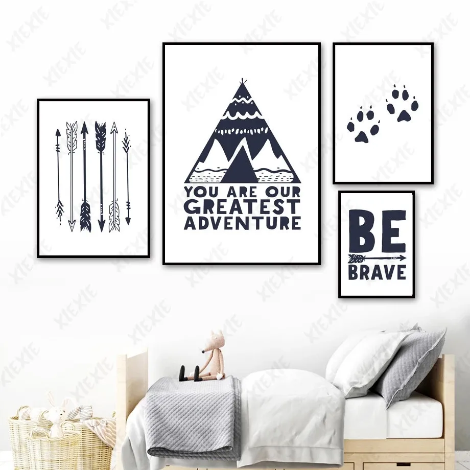 Минималистичный плакат мультфильм скандинавские обои принт лап буквы стрелы