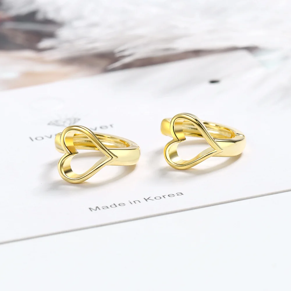 

Gold Heart Hoop Earring For Women Fashion 925 Sterling Silver Femme Earings Jewelry New 2020 Oorbellen