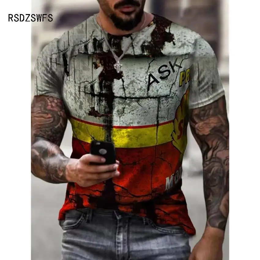 

Hot style Summer Harajuku Large Size Men Camisetas T-Shirt Youth Street Graffiti Print Sport Men's T-Shirt All-Match Tees