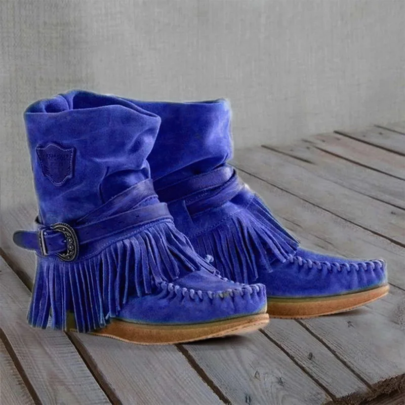 Laamei Women Boots Winter Boots Women Ankle Boots Female Winter Shoes Women Retro Suede Ladies Boots Botas Mujer Bota Women Boot - Цвет: Blue