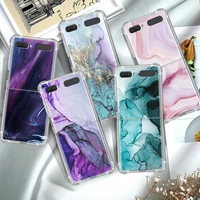 marble art silicone phone case cover for samsung galaxy z flip3 transparent soft tpu coque z flip 5g airbag back funda shell