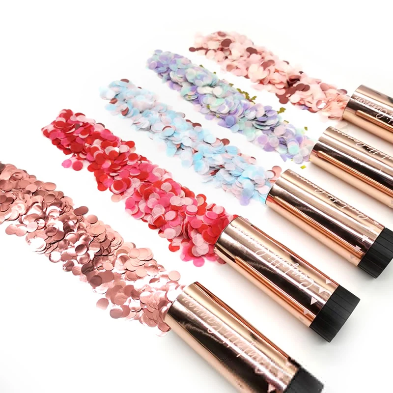 1 шт. ручные весенние пушки-попперы для металлическое конфетти розовое золото