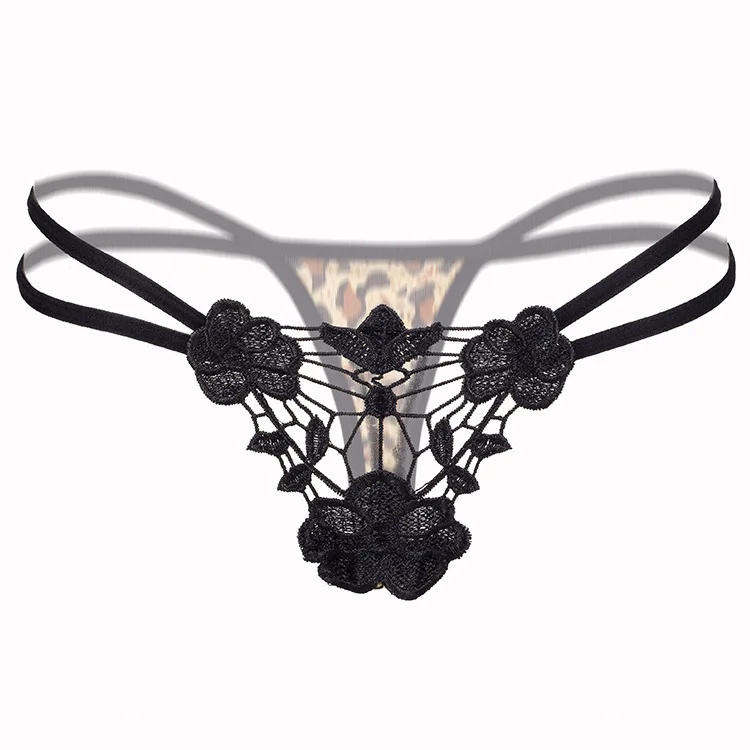 Женские стринги сексуальные леопардовые трусики прозрачные кружевные с