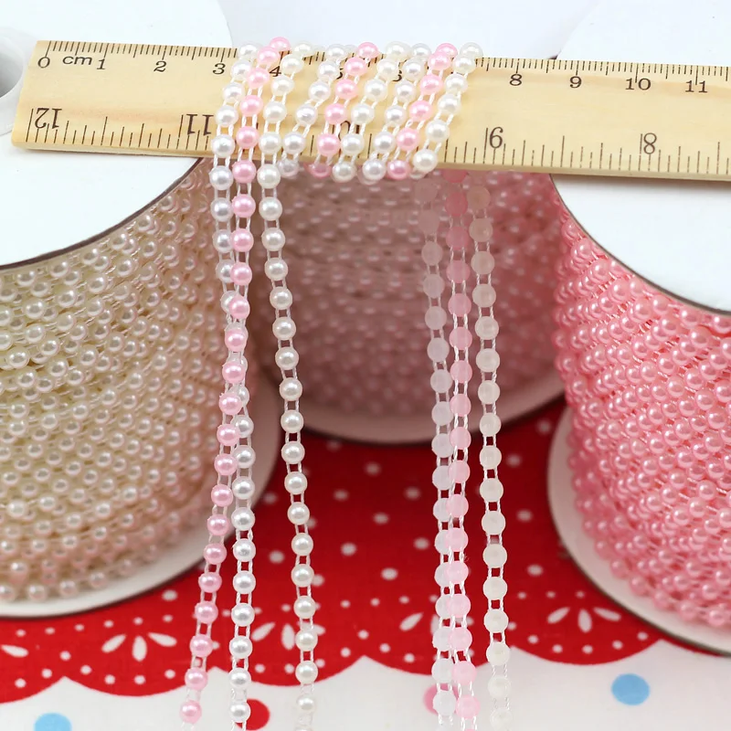 1 м 4 мм ABS имитация жемчуга вышивка бисером аппликация Свадебная лента отделка