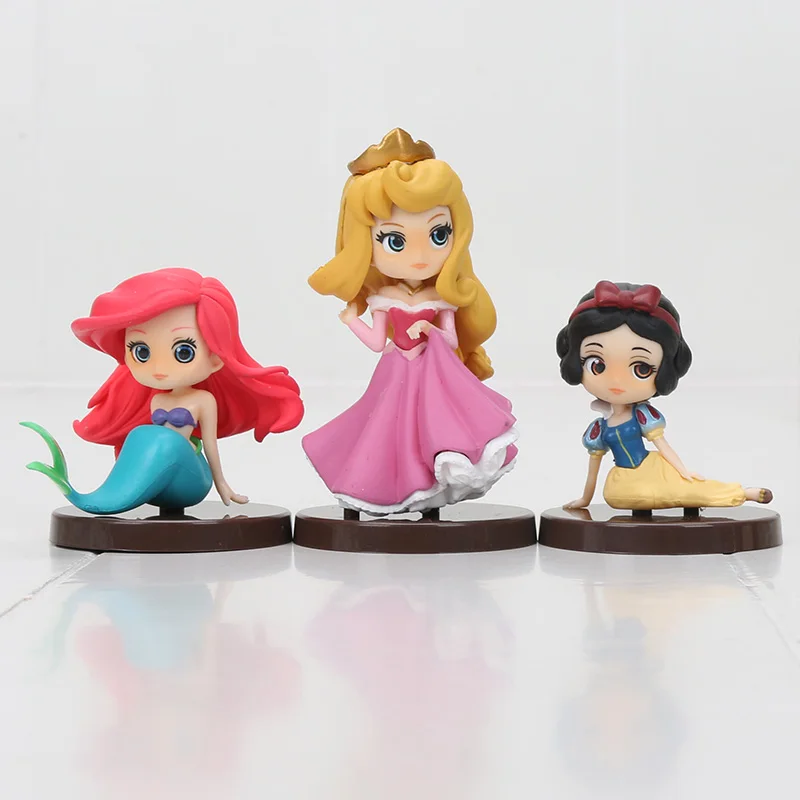 3pcs Mermaid bag 8 шт./компл. Q Posket фигурка принцессы Белоснежка Золушка Тиана Рапунцель Ариэль торт украшения ПВХ игрушки для подарков - Цвет: 3pcs Mermaid bag