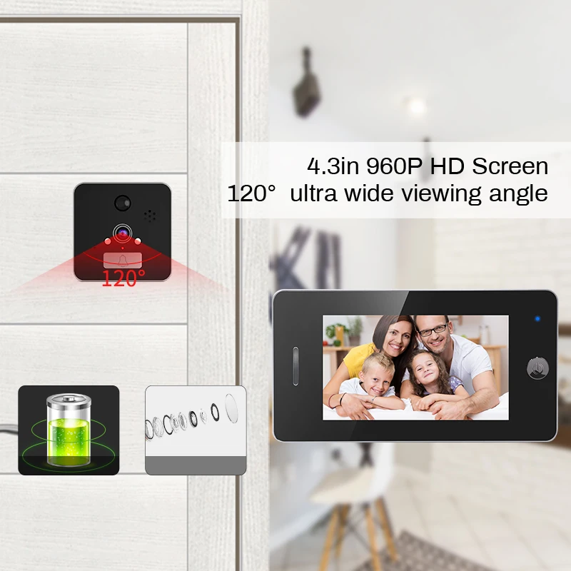 Saful 5 ''дверная камера WIFI зритель в дверном глазок с детектором движения ночное видение цинковые колокольчики из сплава