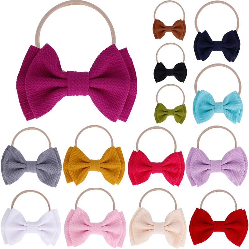 Повязка на голову с бантом для девочек аксессуар волос нейлоновая завязанная в