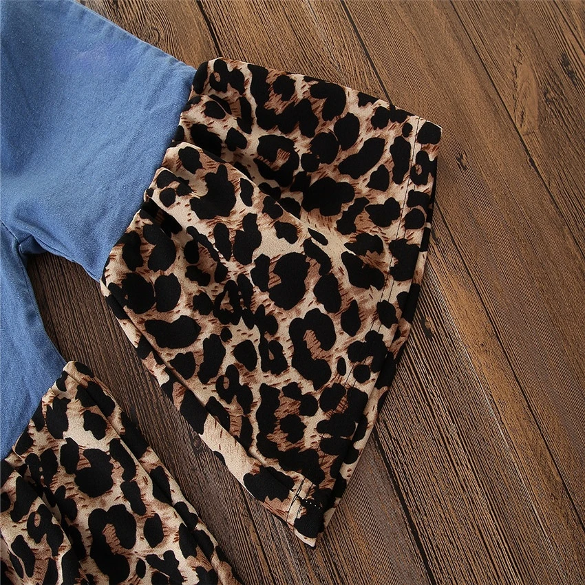 Джинсы-клеш детские с леопардовым принтом в винтажном стиле | Детская одежда и