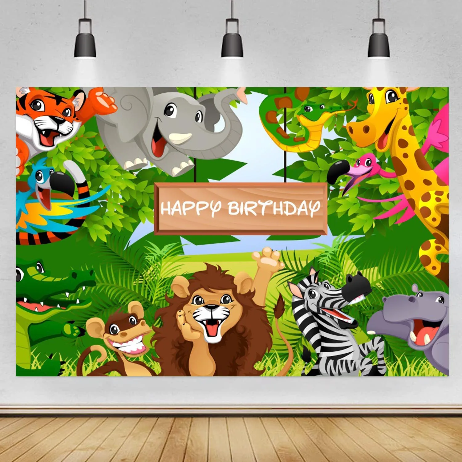 

Jungle Safari Animals Themed Photography Backdrops Baby Shower Kids Birthday Party Forest Photo Background Photo Booth Props