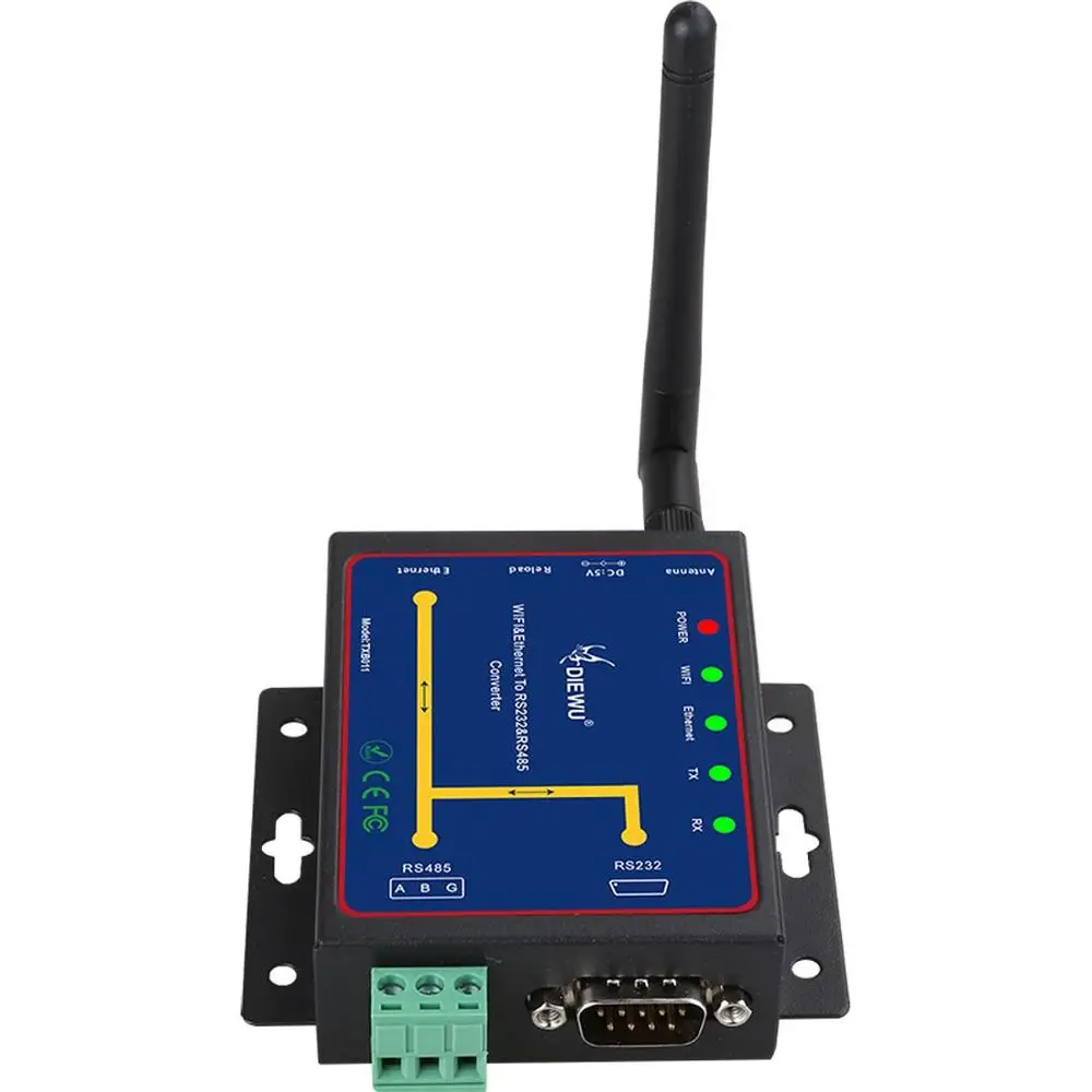 Серверный преобразователь DIEWU с поддержкой Wi-Fi и Ethernet RJ45 на RS232 RS485 модуль