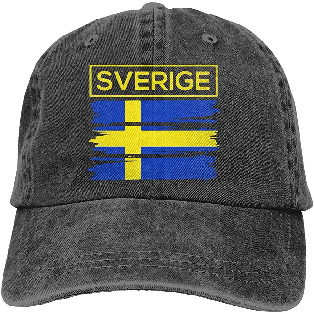 Sverige Sweden Swedish Flag1 унисекс Потертая джинсовая бейсболка солнцезащитная Кепка