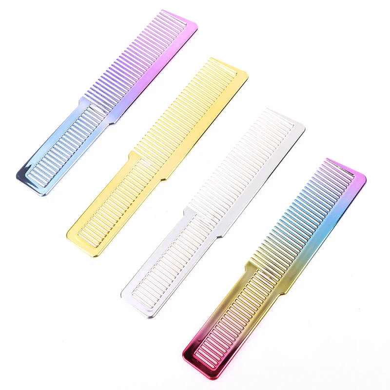 

Colorful Rainbow Comb Portable Barber Hairdressing Tool Hair Salon Combs Brushes Electroplating Haircut Hairdresser Comb