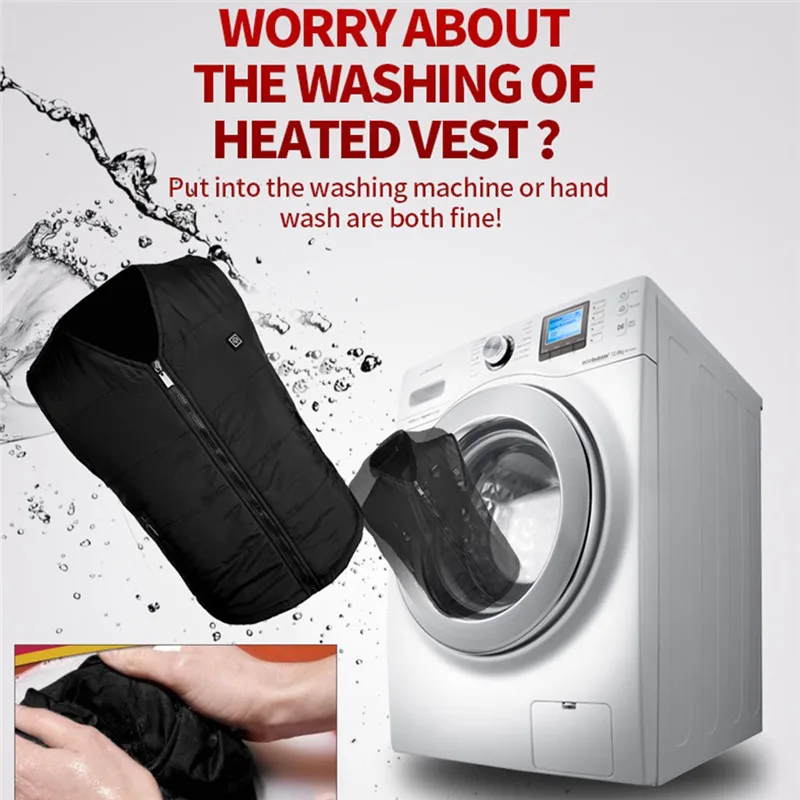 

Black Heated Vests with Power Bank Cotton Thickened Electric Heating Waistcoat Outdoor Sport Thermostatic Vests Can Washable
