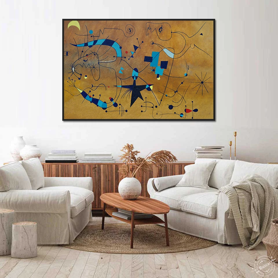 

Художественное изображение Джоан Миро, абстрактное искусство, современная живопись, печать на холсте, настенный постер для гостиной, домаш...