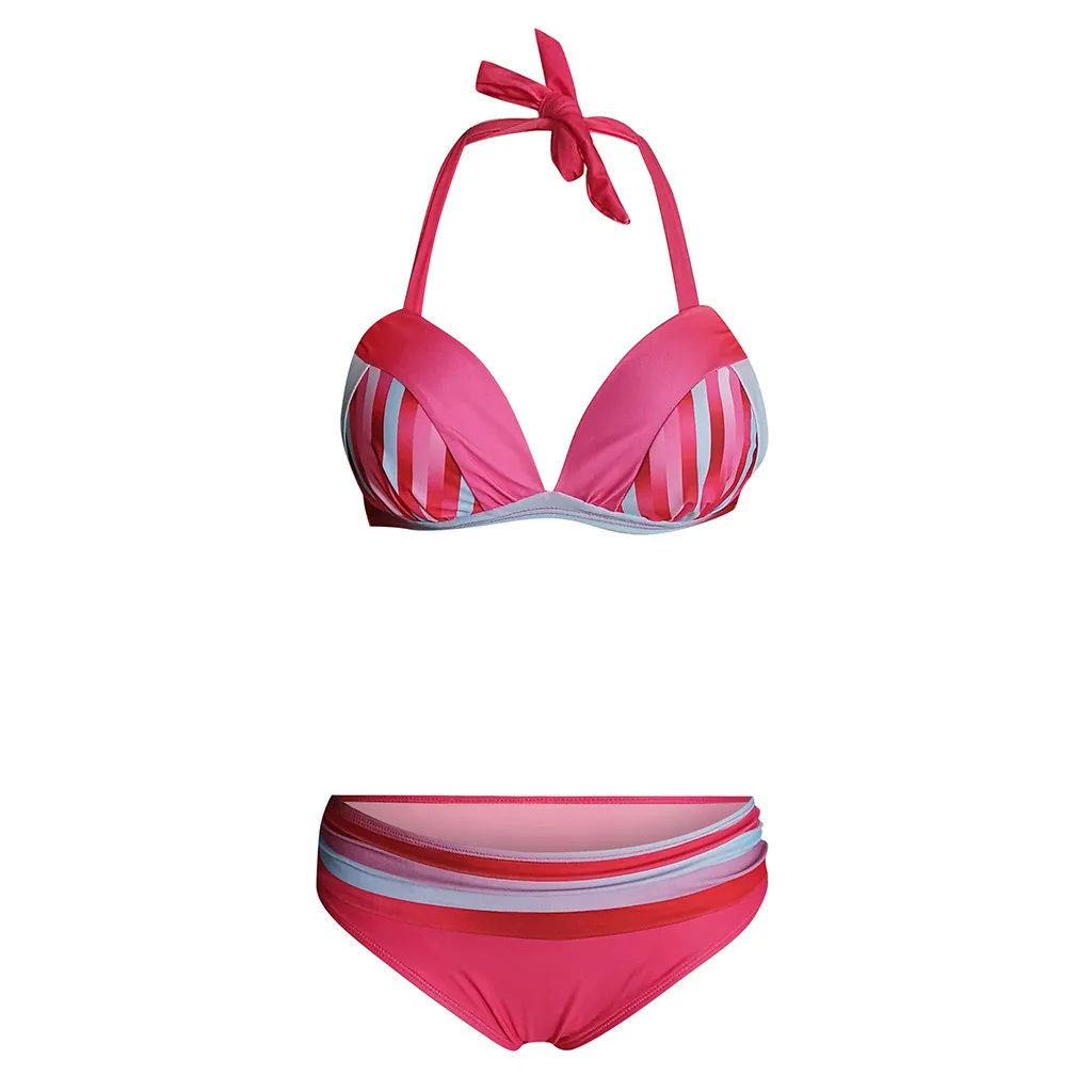 Бикини 2020 яркие полосатые бикини женский купальник халтер из двух предметов