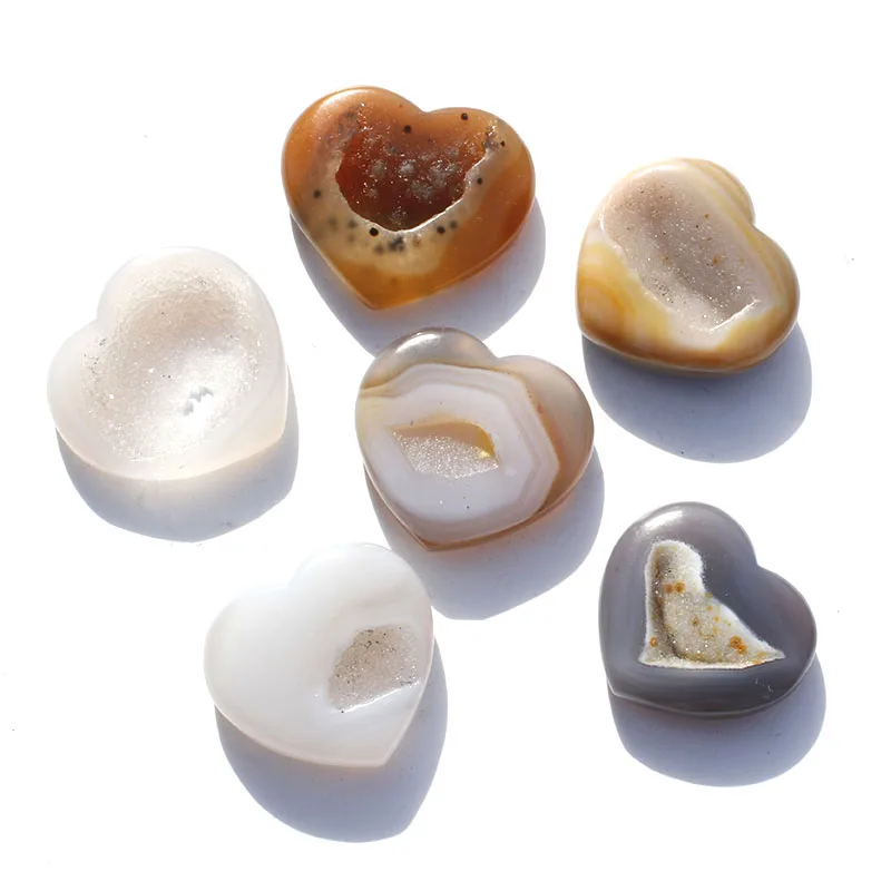 

1 шт Ручная работа натуральный агат Жеода кристалл сердце ремесло
