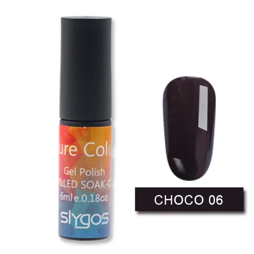 Choco 06 SLYGOS 6 мл шоколадный коричневый кофе карамель замочить от УФ/светодиодный гель лак для ногтей 6 Чистый Цвет гель лак для маникюра - Цвет: Choco 06