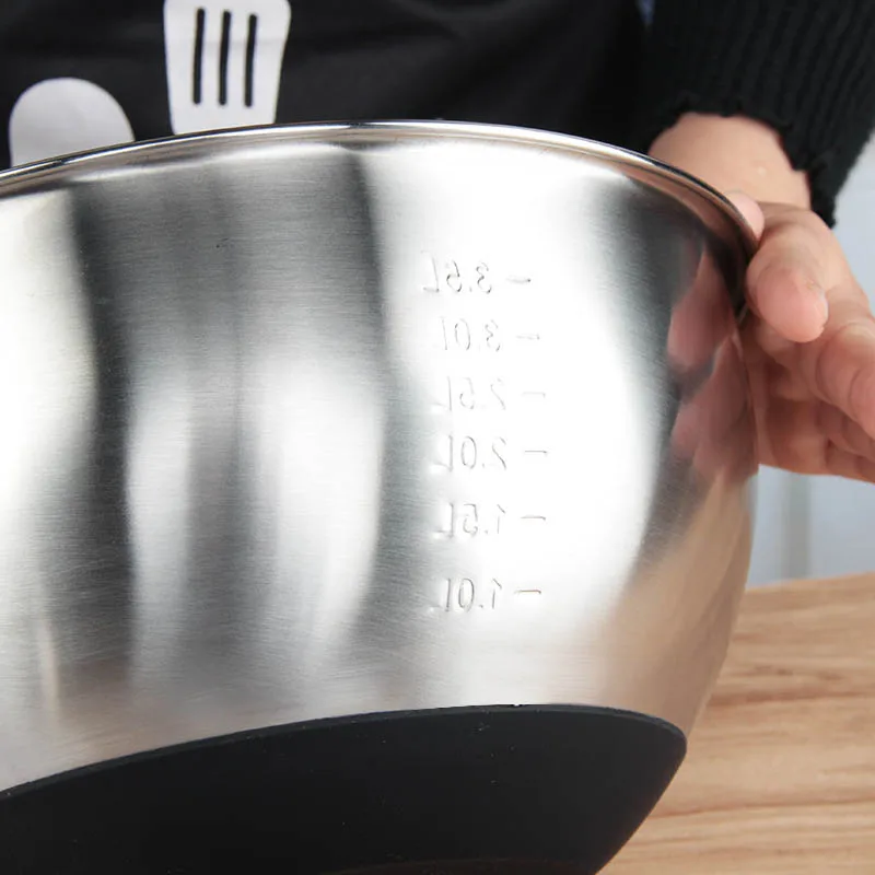 Чаша для смешивания из нержавеющей стали 20/22/24 см силиконовое дно предотвращает