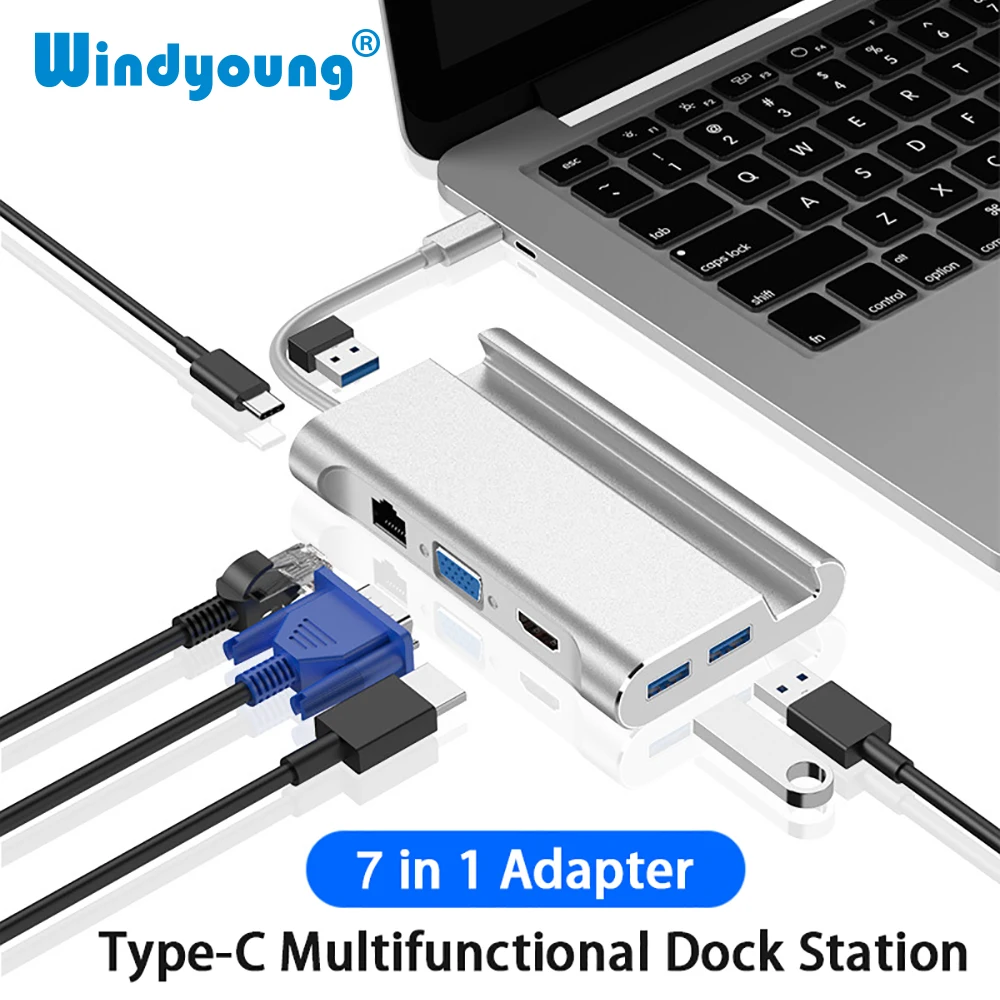 Док станция с разъемами USB Type c и HDMI 4K 3 0 VGA RJ45|USB-хабы| |