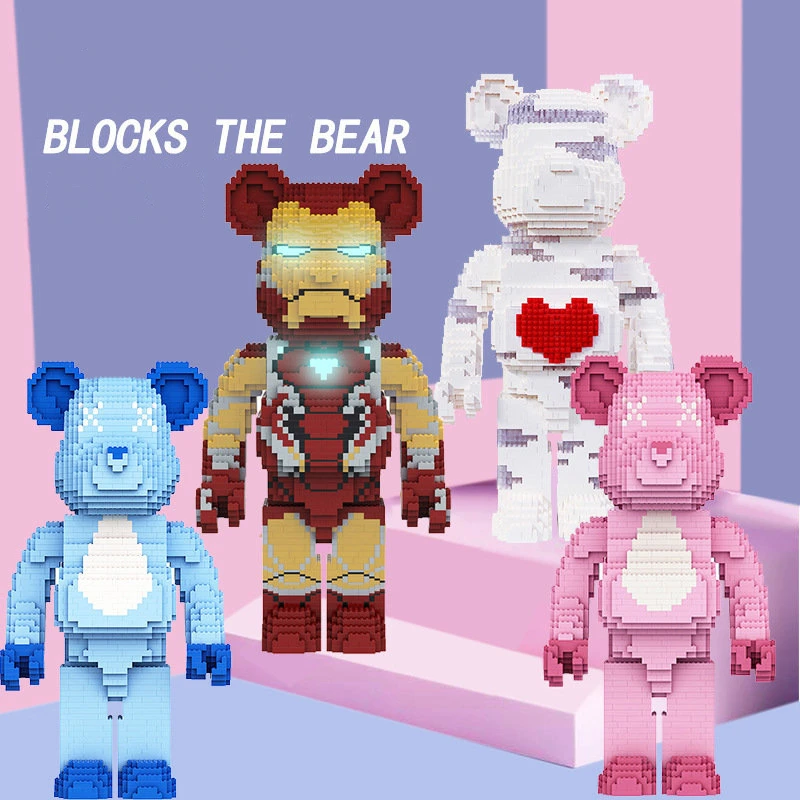 70CM New Net Red MOC Tide Play Love Violent Bear Building Block Model Toy Brick Decoration Asking Wedding Gifts Christmas Gifts