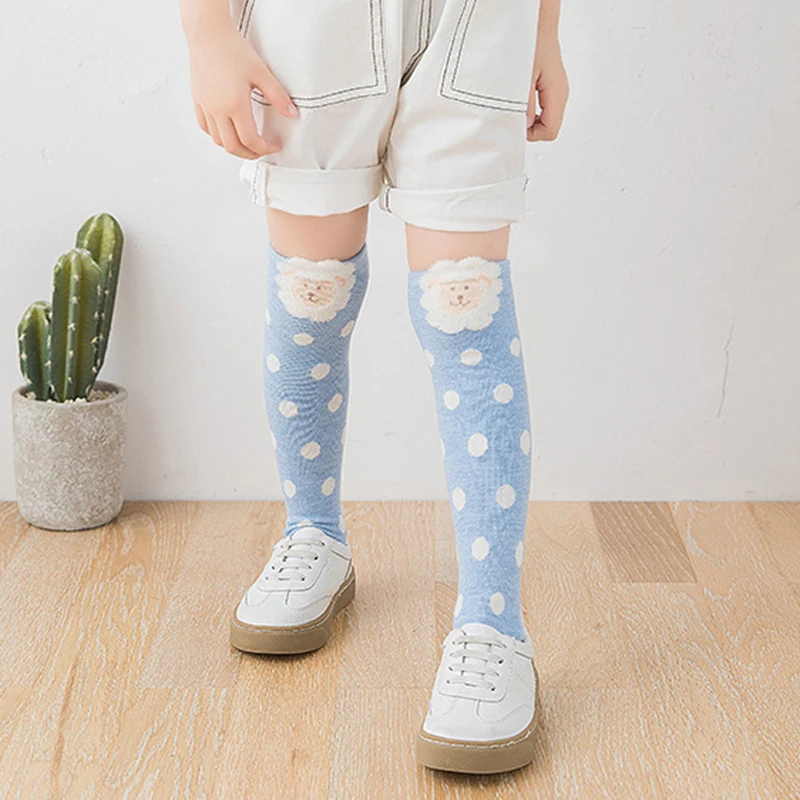 Милые детские гольфы в полоску и горошек Длинные Хлопковые с рисунком овцы