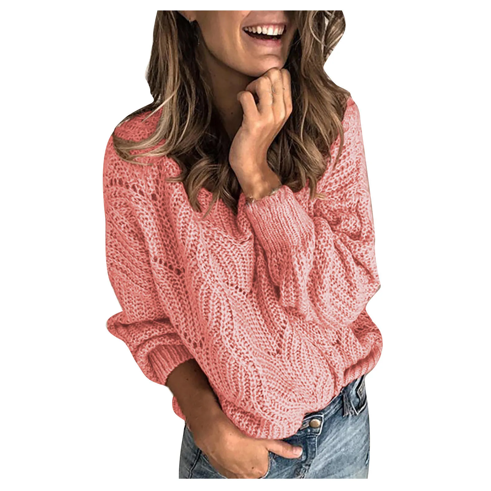 

Women's O Neck Hollow Out Knitted Sweater Pure Color Mohair Pullover Hollow Sweater Casual Oversize Winter Heated Sweaters