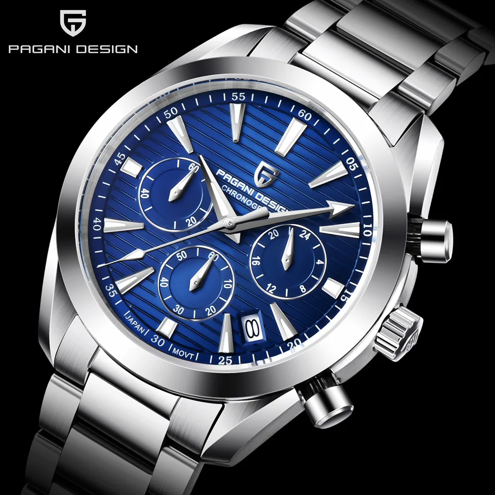

New PAGANI DESIGN Top Brand Sports Quartz Men Watch Stainless Steel Waterproof Luxurious Sapphire Glass Chronograph Reloj Hombre